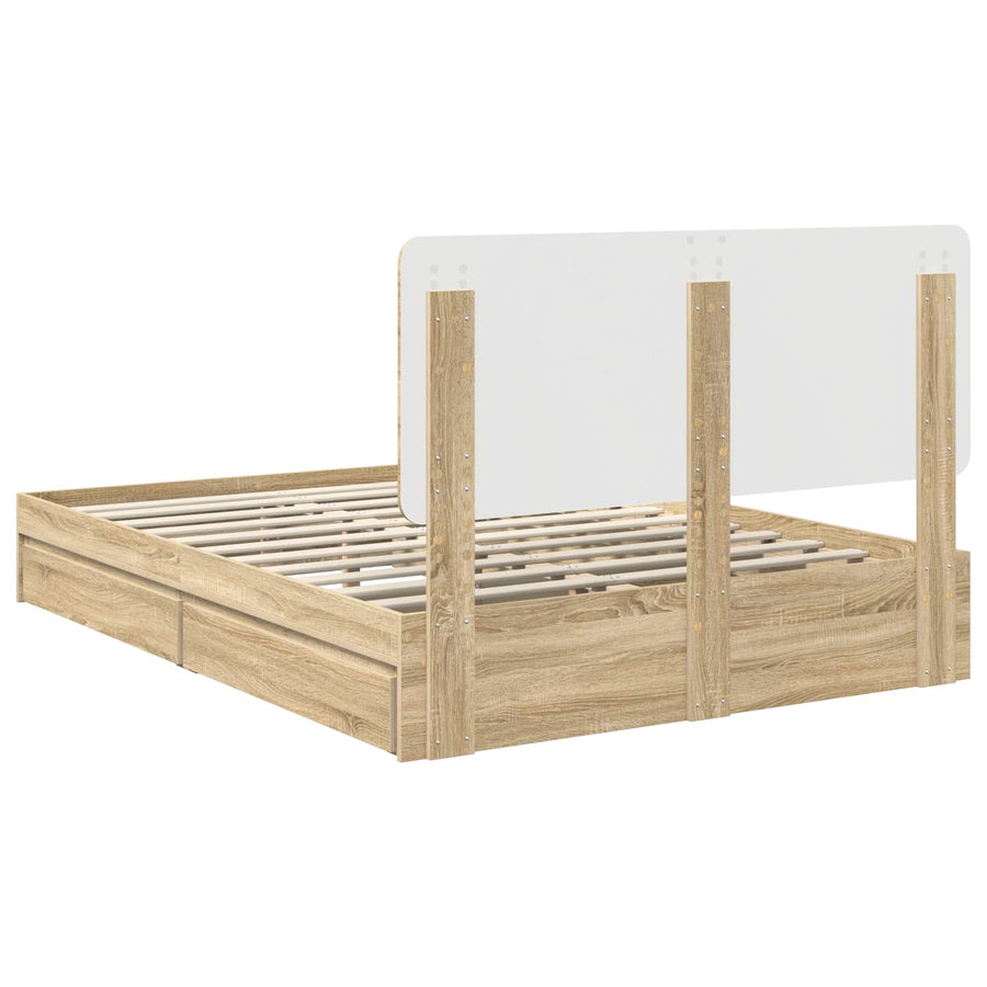 Opslag bed met lade Sonoma Eiken 140 x 190 cm Bewerkt hout