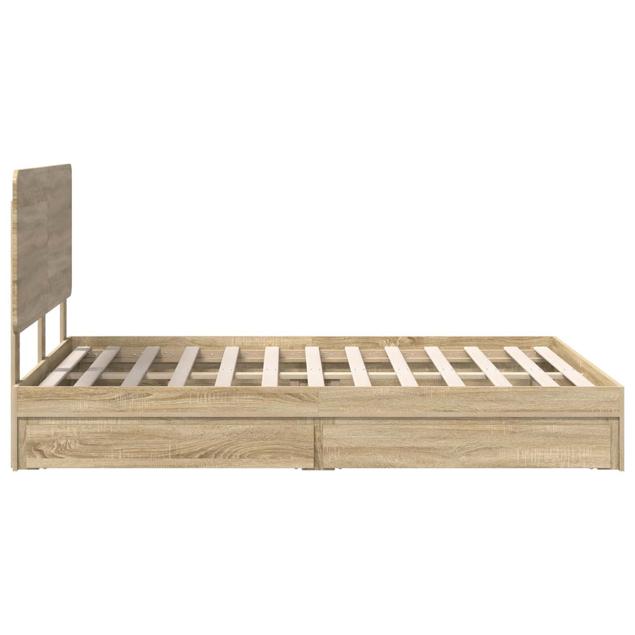 Opslag bed met lade Sonoma Eiken 140 x 190 cm Bewerkt hout