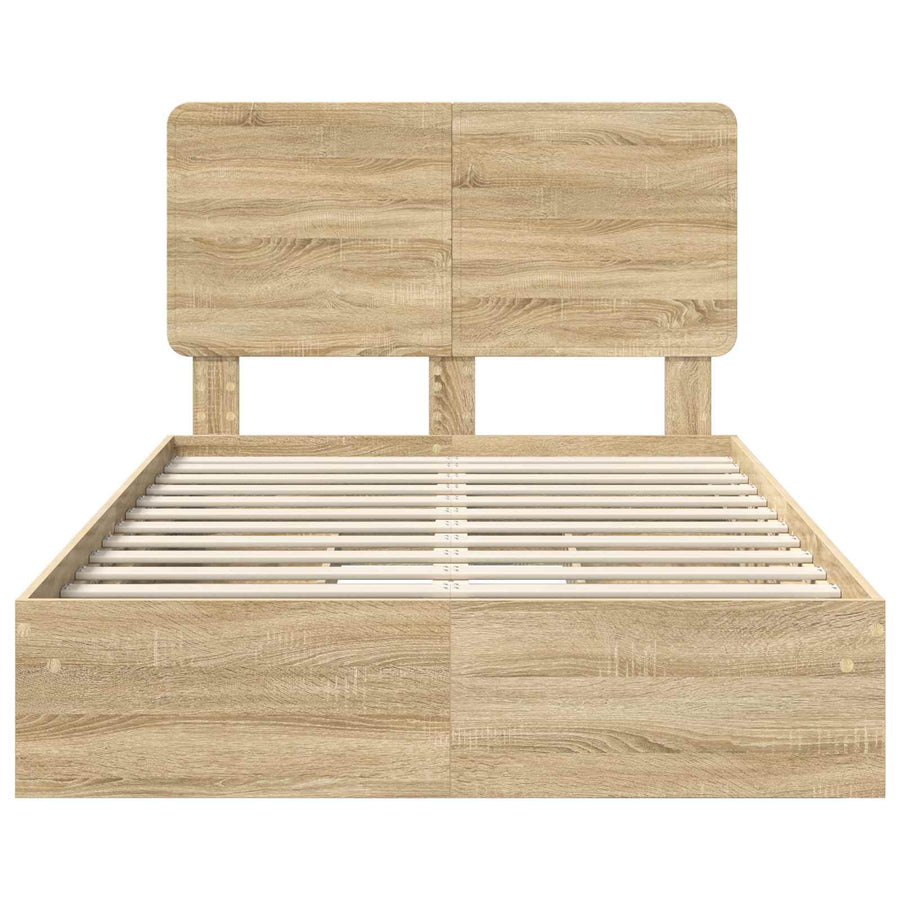 Opslag bed met lade Sonoma Eiken 135 x 190 cm Bewerkt hout