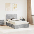 Bed met lades 135x190 cm bewerkt hout beton grijs
