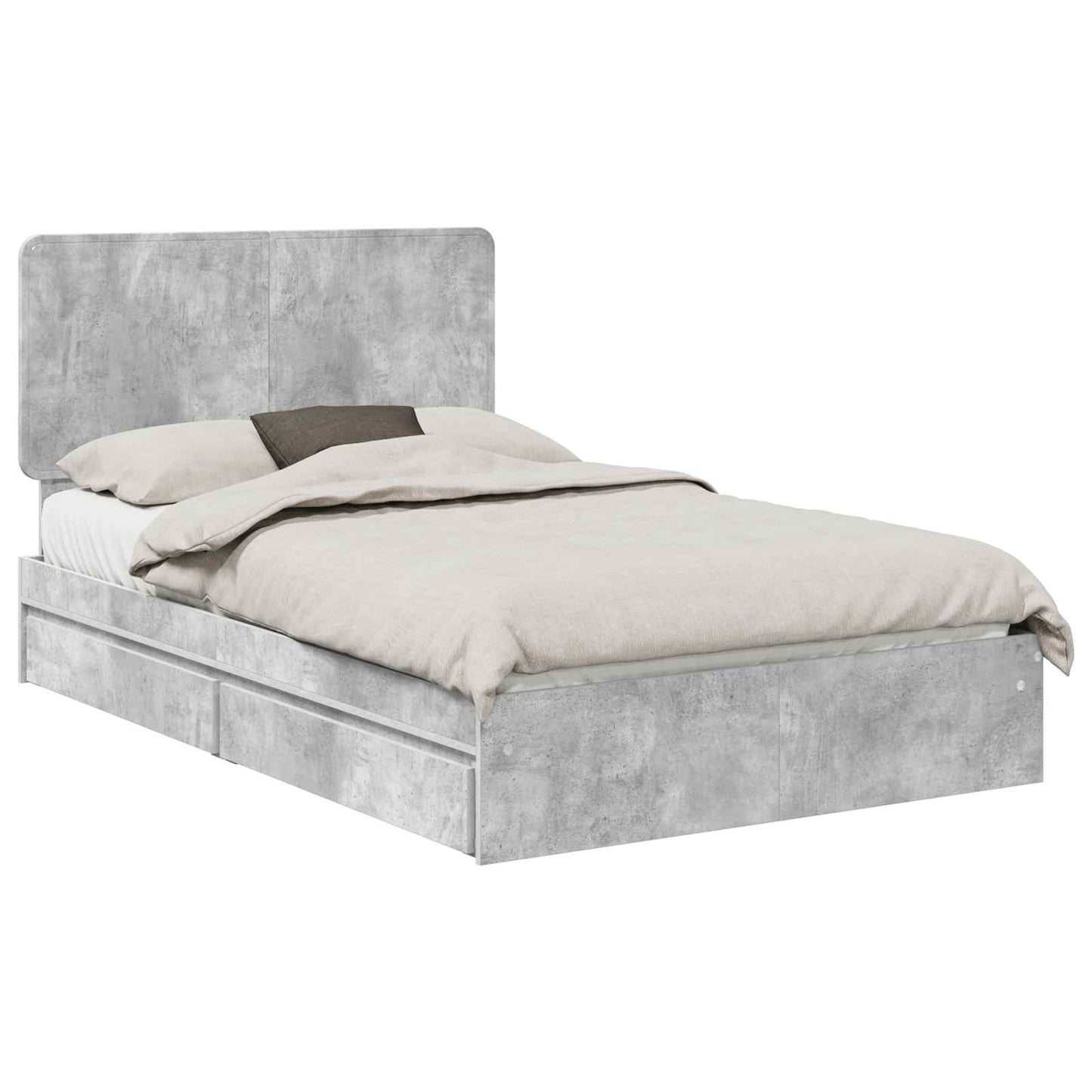 Bedframe met lade Beton Grijs 135 x 190 cm Bewerkt hout