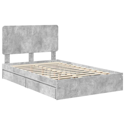 Bedframe met lade Beton Grijs 135 x 190 cm Bewerkt hout
