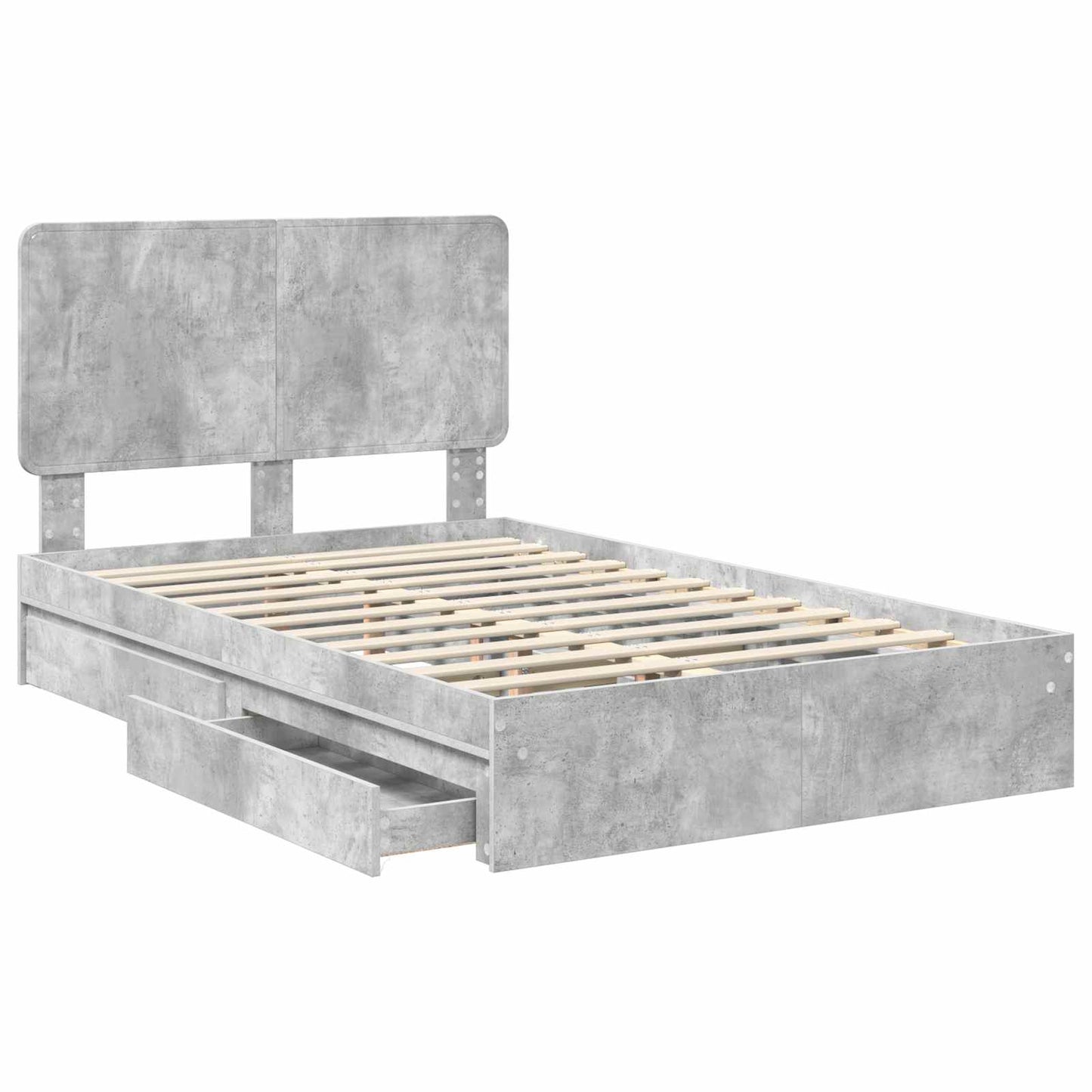 Bedframe met lade Beton Grijs 135 x 190 cm Bewerkt hout