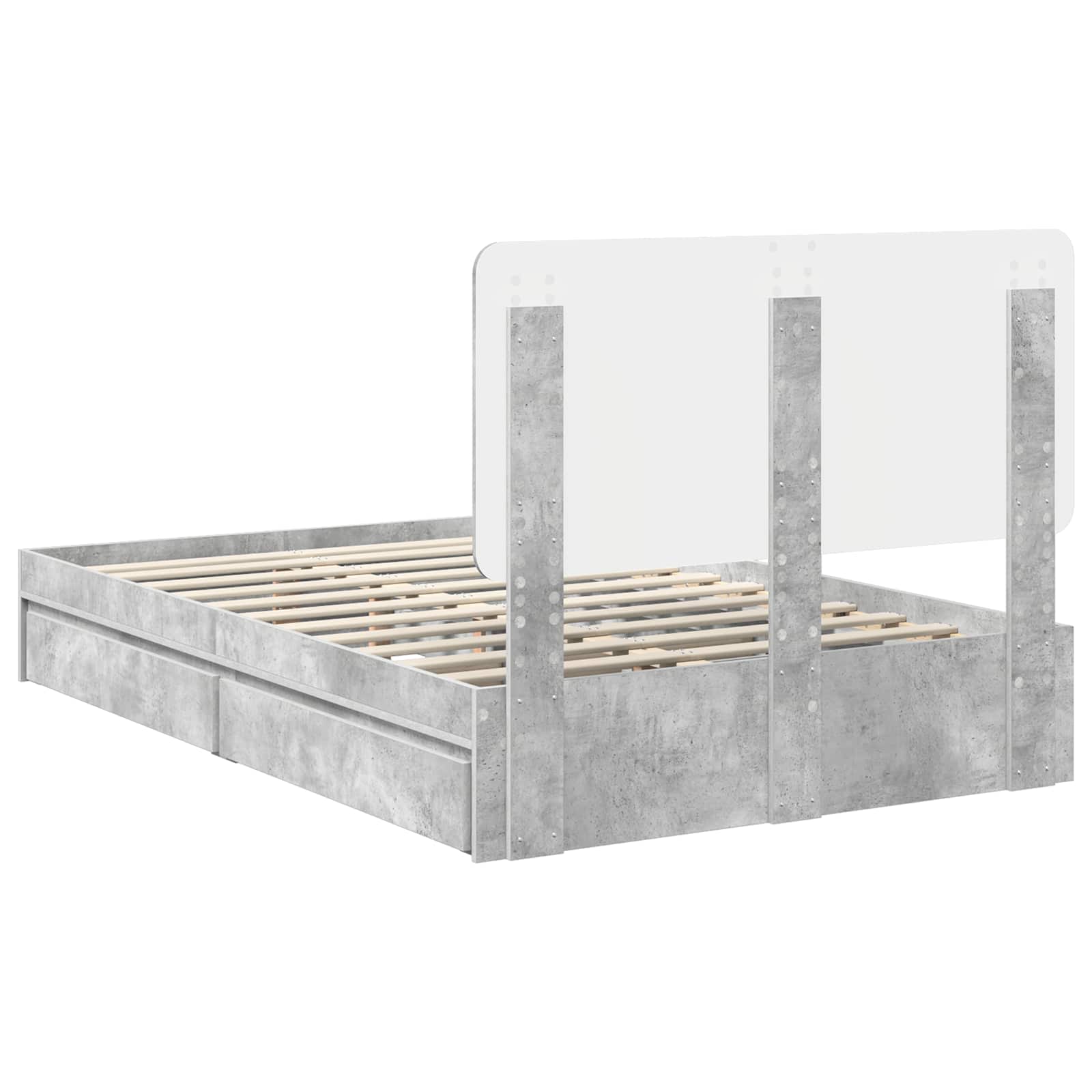 Bedframe met lade Beton Grijs 135 x 190 cm Bewerkt hout