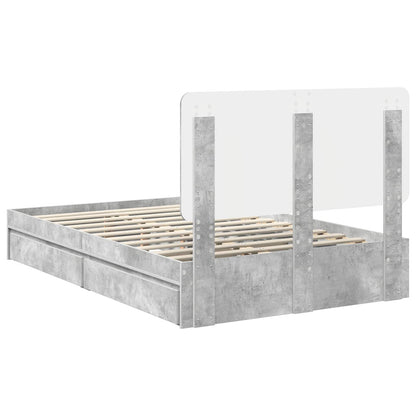 Bedframe met lade Beton Grijs 135 x 190 cm Bewerkt hout