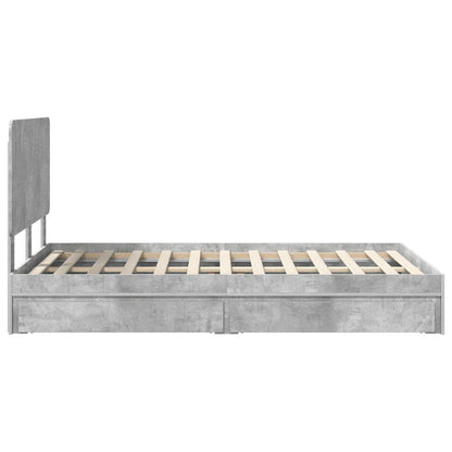 Bedframe met lade Beton Grijs 135 x 190 cm Bewerkt hout