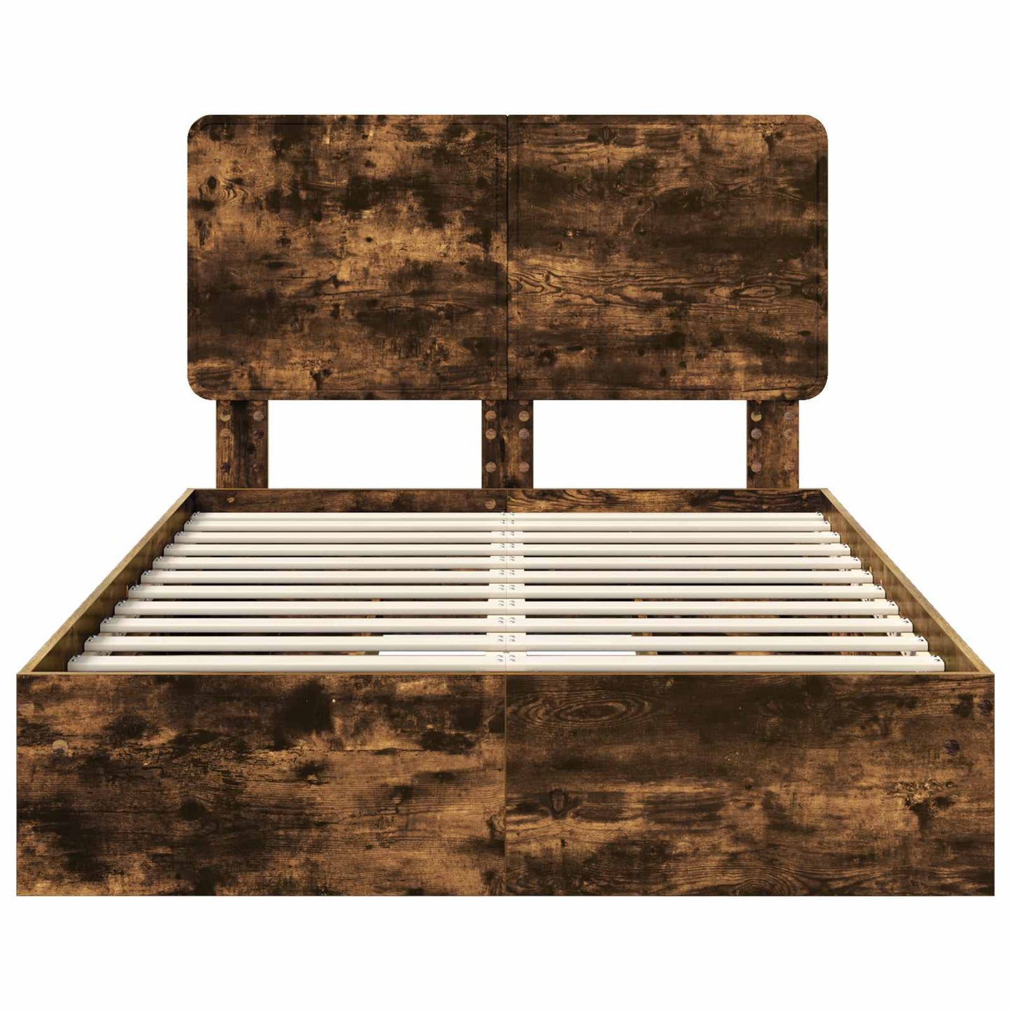 Bedframe met lade Gerookt eiken 135 x 190 cm Bewerkt hout