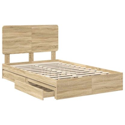 Opslag bed met lade Sonoma Eiken 120 x 200 cm Bewerkt hout