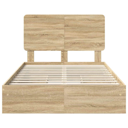 Opslag bed met lade Sonoma Eiken 120 x 200 cm Bewerkt hout