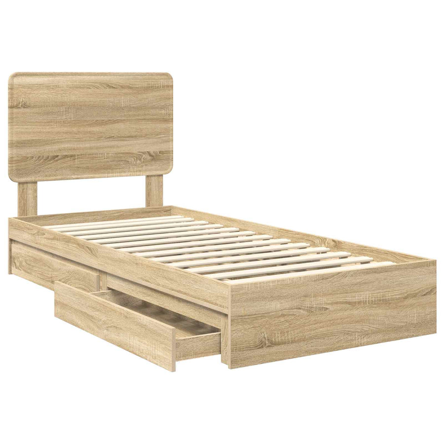Bedframe met lade Sonoma Eiken 100 x 200 cm Bewerkt hout