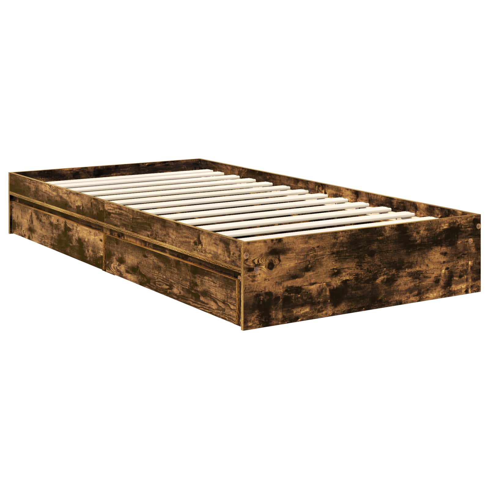 Bedframe met lade Gerookt eiken 100 x 200 cm Bewerkt hout