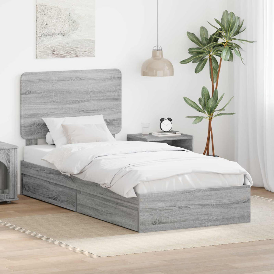 Bedframe met lade Grijs Sonoma 100 x 200 cm Bewerkt hout