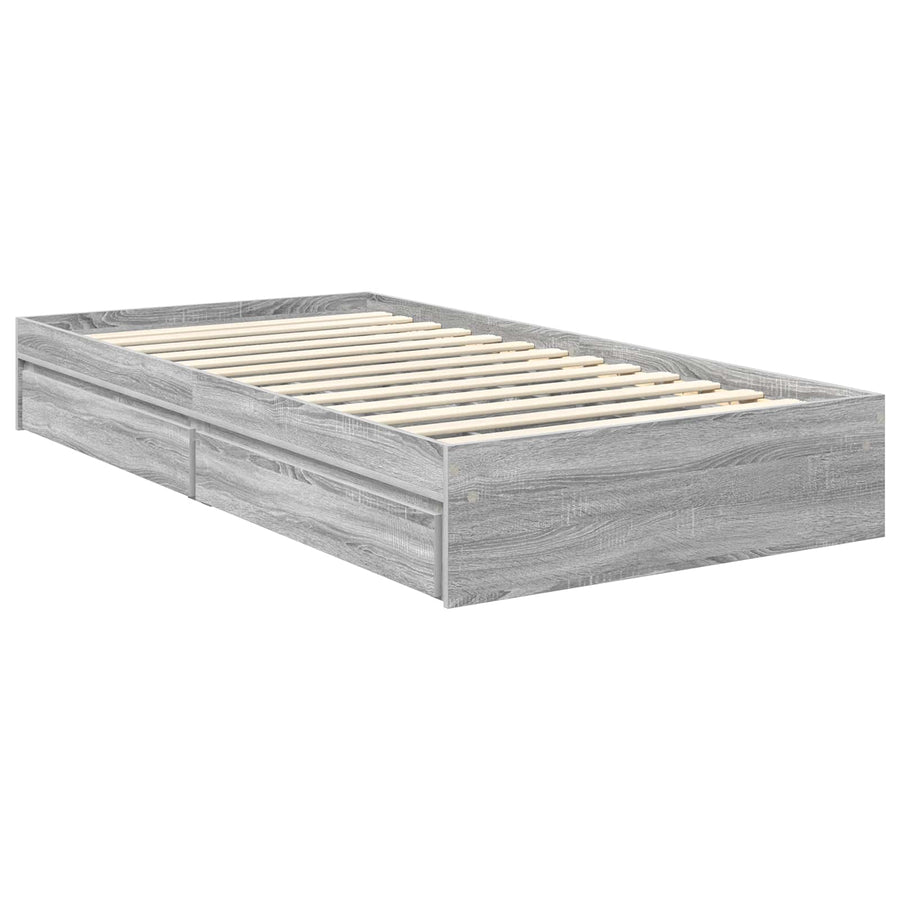 Bedframe met lade Grijs Sonoma 100 x 200 cm Bewerkt hout