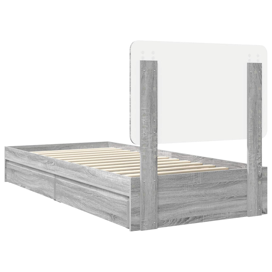Bedframe met lade Grijs Sonoma 100 x 200 cm Bewerkt hout