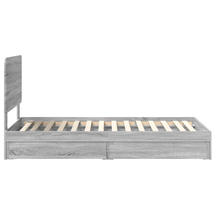 Bedframe met lade Grijs Sonoma 100 x 200 cm Bewerkt hout