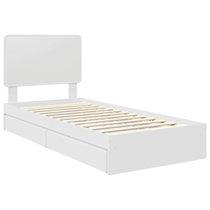 Bedframe met lade met hoofdeinde Wit 90 x 200 cm Bewerkt hout