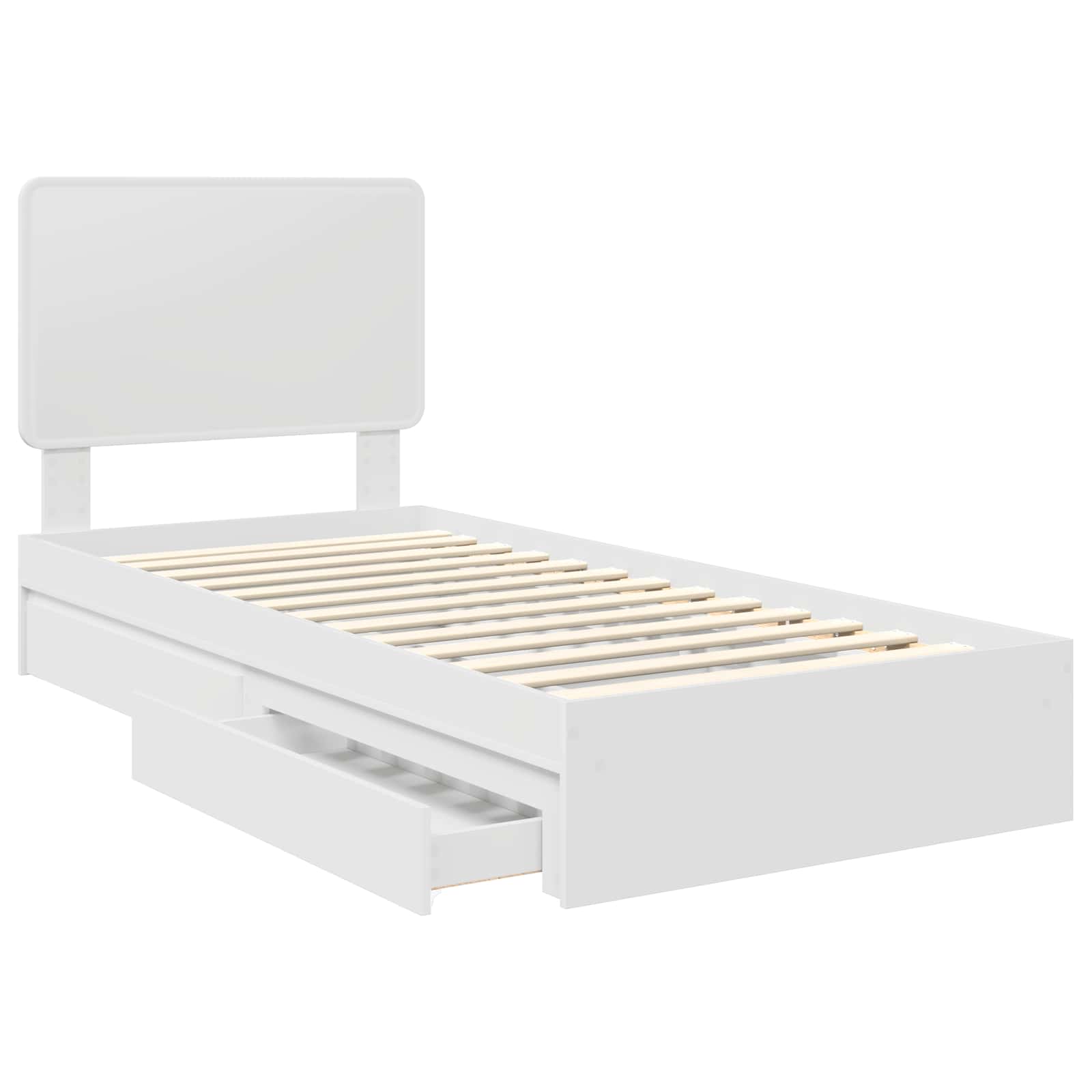 Bedframe met lade met hoofdeinde Wit 90 x 200 cm Bewerkt hout
