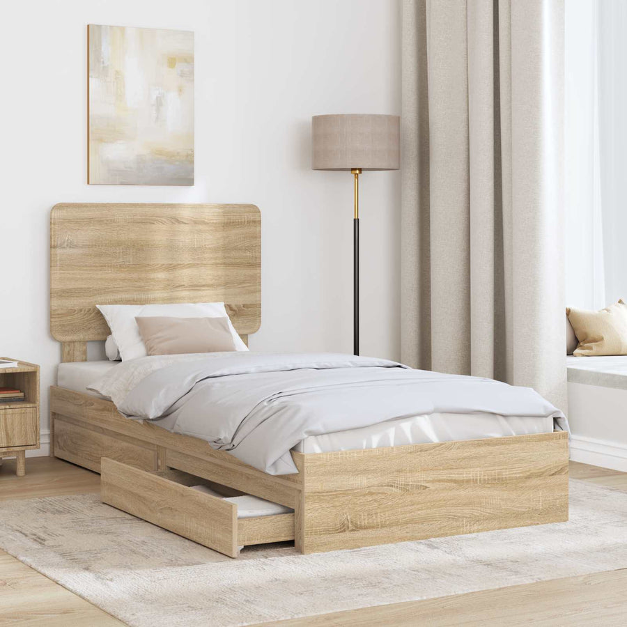 Bedframe met lade Sonoma Eiken 90 x 200 cm Bewerkt hout