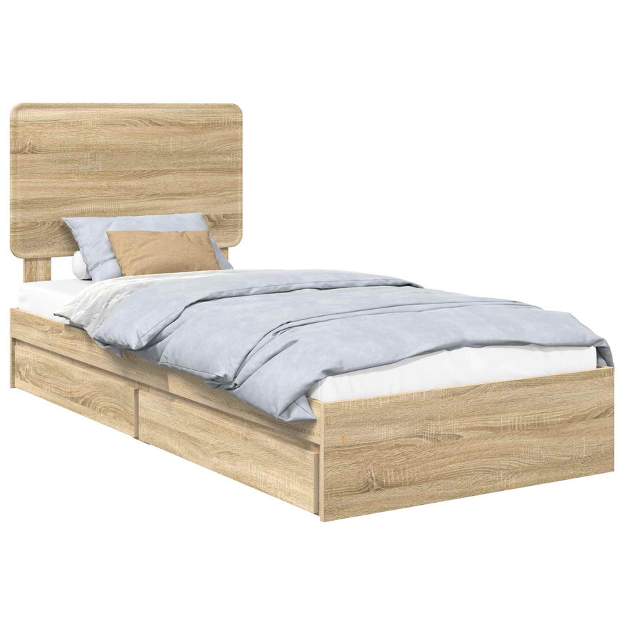 Bedframe met lade Sonoma Eiken 90 x 200 cm Bewerkt hout