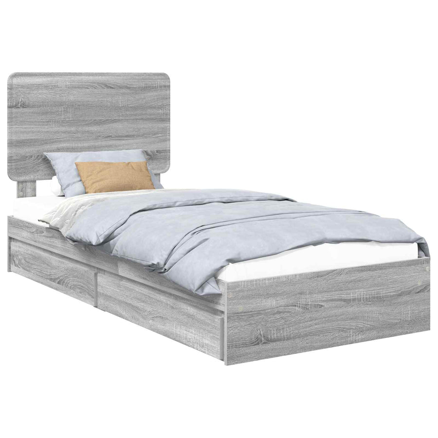 Bedframe met lade Grijs Sonoma 90 x 200 cm Bewerkt hout