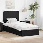 Storage Bed with Headboard Black 90 x 190 cm Engineered Wood