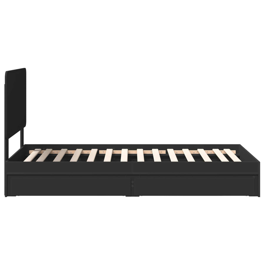 Bedframe met lade met hoofdeinde Zwart 90 x 190 cm Bewerkt hout