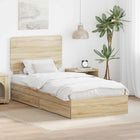 Storage bed with headboard Sonoma Oak 90 x 190 cm Engineered wood