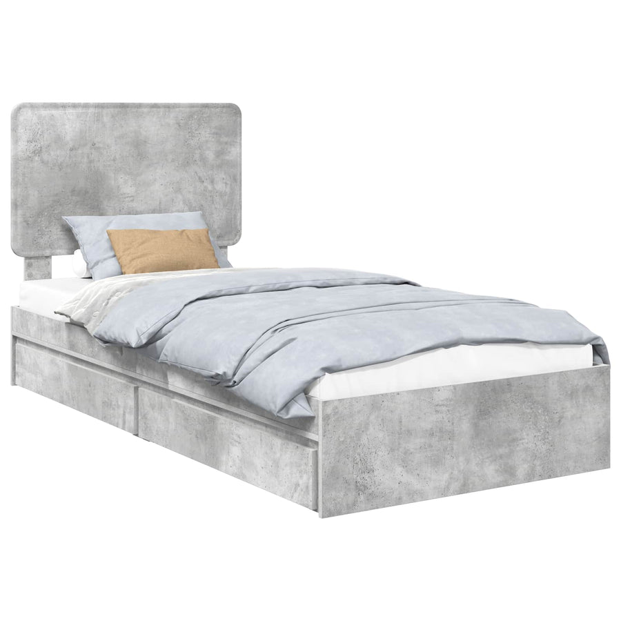 Bedframe met lade Beton Grijs 90 x 190 cm Bewerkt hout