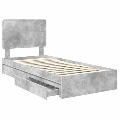 Bedframe met lade Beton Grijs 90 x 190 cm Bewerkt hout