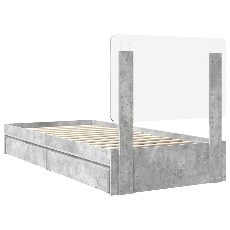 Bedframe met lade Beton Grijs 90 x 190 cm Bewerkt hout