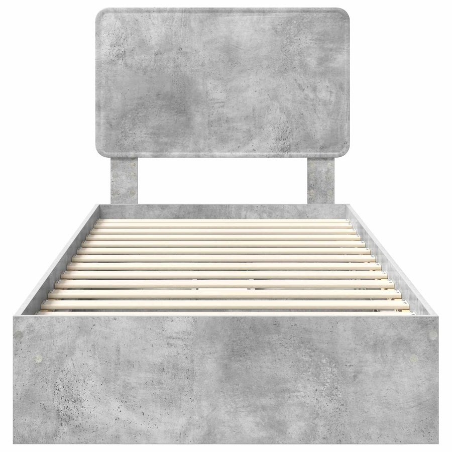 Bedframe met lade Beton Grijs 90 x 190 cm Bewerkt hout