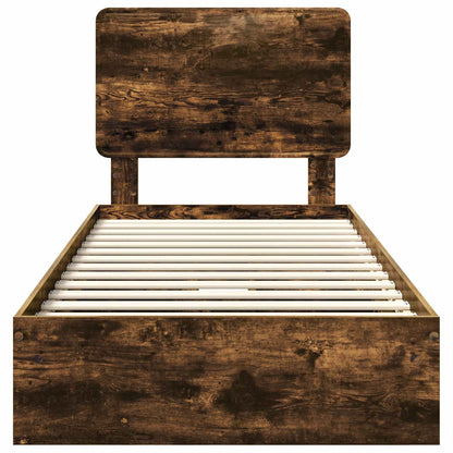 Bedframe met lade Gerookt eiken 90 x 190 cm Bewerkt hout