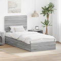 Opslag bed met hoofdeinde Grijs Sonoma 90 x 190 cm Bewerkt hout