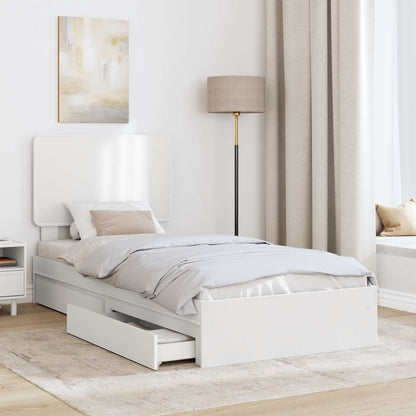 Bedframe met lade met hoofdeinde Wit 75 x 190 cm Bewerkt hout
