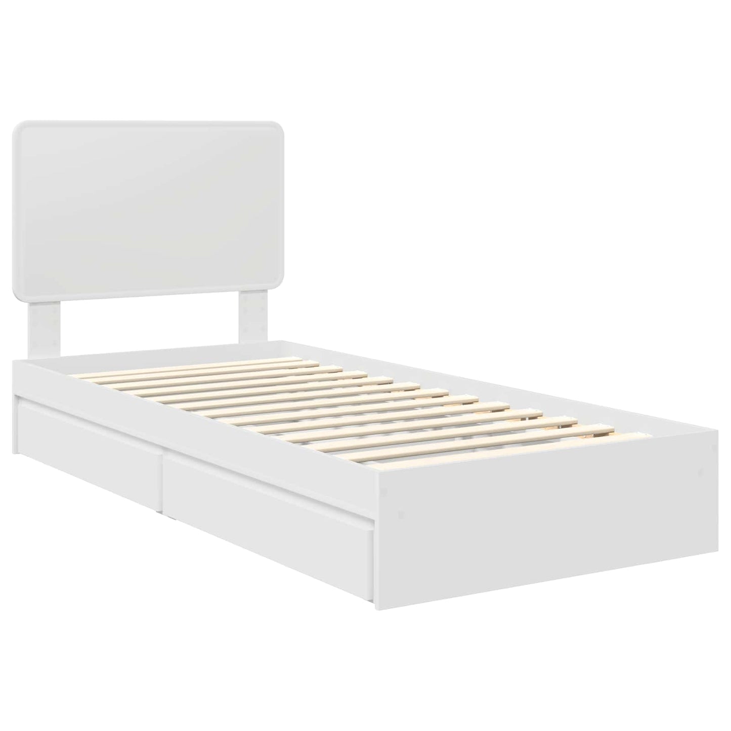 Bedframe met lade met hoofdeinde Wit 75 x 190 cm Bewerkt hout