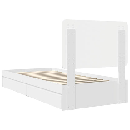 Bedframe met lade met hoofdeinde Wit 75 x 190 cm Bewerkt hout