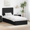 Opslag bed met hoofdeinde Zwart 75 x 190 cm Bewerkt hout