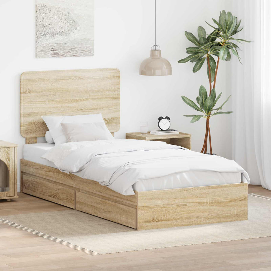 Bedframe met lade Sonoma Eiken 75 x 190 cm Bewerkt hout