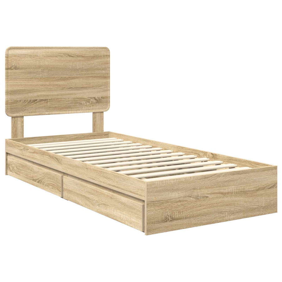 Bedframe met lade Sonoma Eiken 75 x 190 cm Bewerkt hout