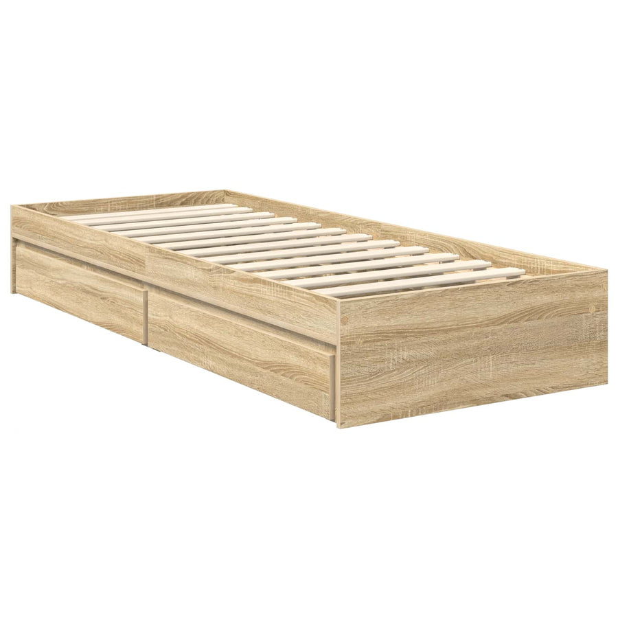 Bedframe met lade Sonoma Eiken 75 x 190 cm Bewerkt hout