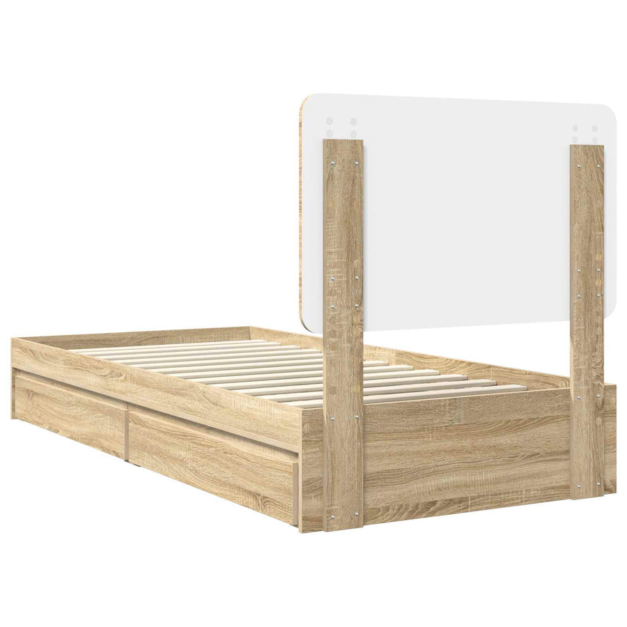 Bedframe met lade Sonoma Eiken 75 x 190 cm Bewerkt hout