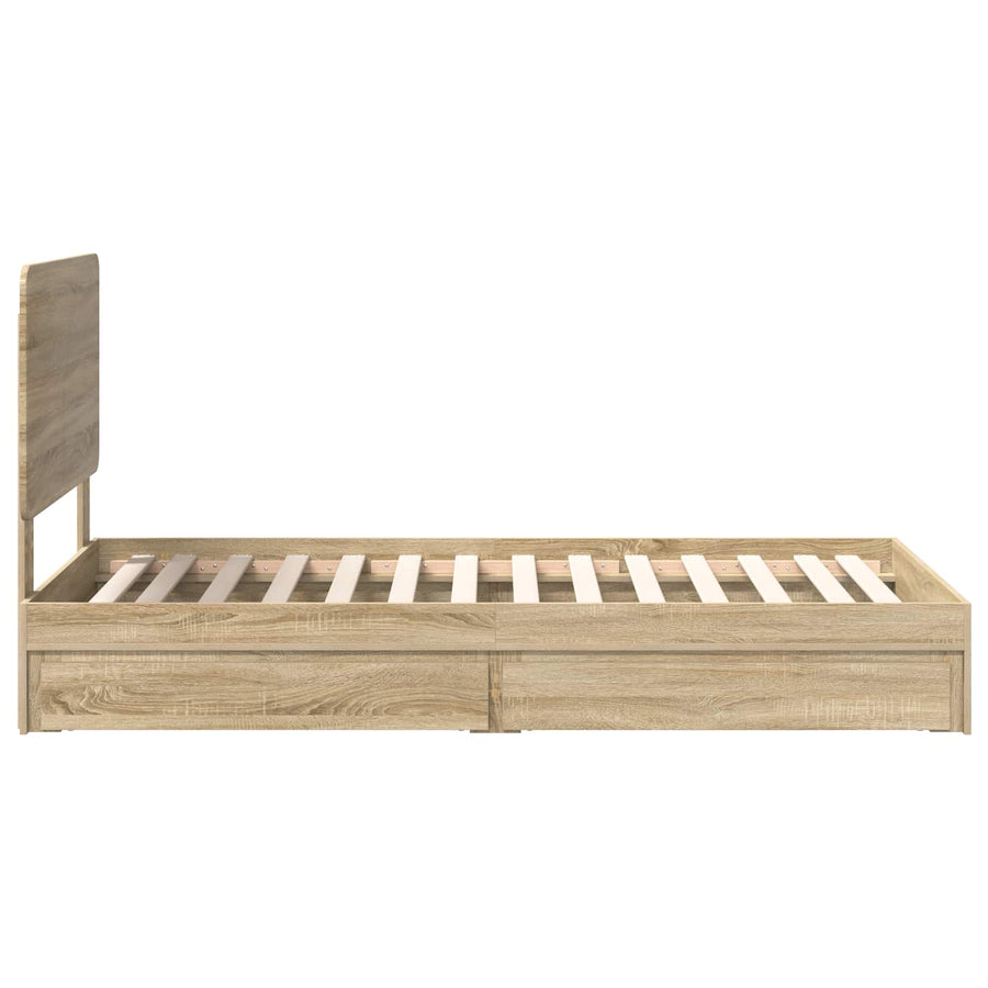 Bedframe met lade Sonoma Eiken 75 x 190 cm Bewerkt hout