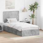 Storage Bed with Headboard Concrete Grey 75 x 190 cm Engineered wood
