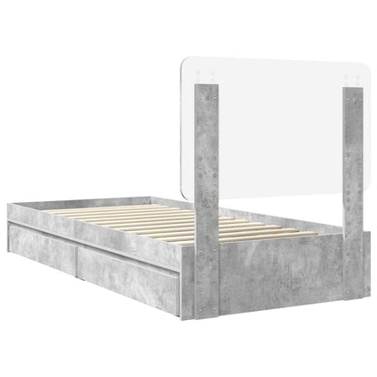 Bedframe met lade Beton Grijs 75 x 190 cm Bewerkt hout