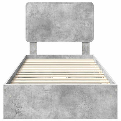 Bedframe met lade Beton Grijs 75 x 190 cm Bewerkt hout