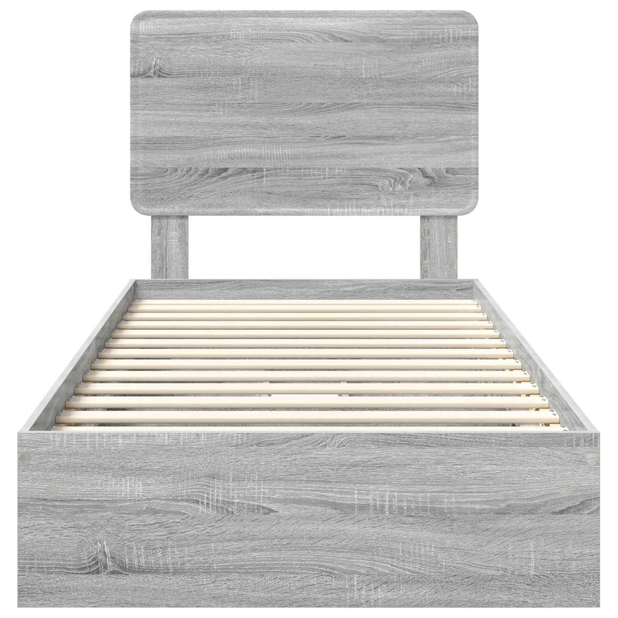 Bedframe met lade Grijs Sonoma 75 x 190 cm Bewerkt hout