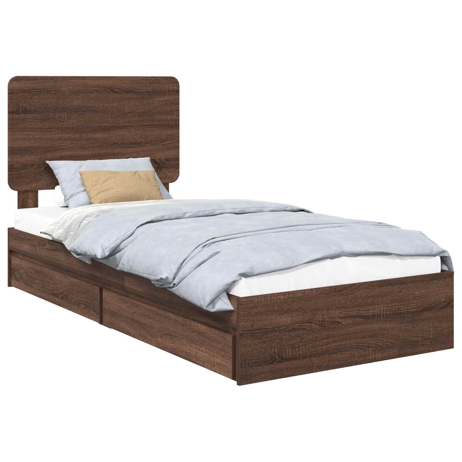 Bedframe met lade Bruin Eiken 75 x 190 cm Bewerkt hout
