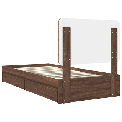 Bedframe met lade Bruin Eiken 75 x 190 cm Bewerkt hout