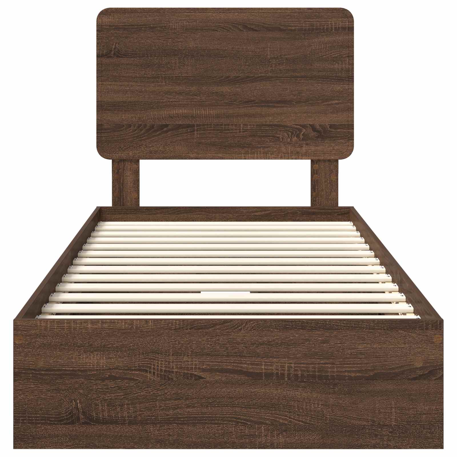 Bedframe met lade Bruin Eiken 75 x 190 cm Bewerkt hout