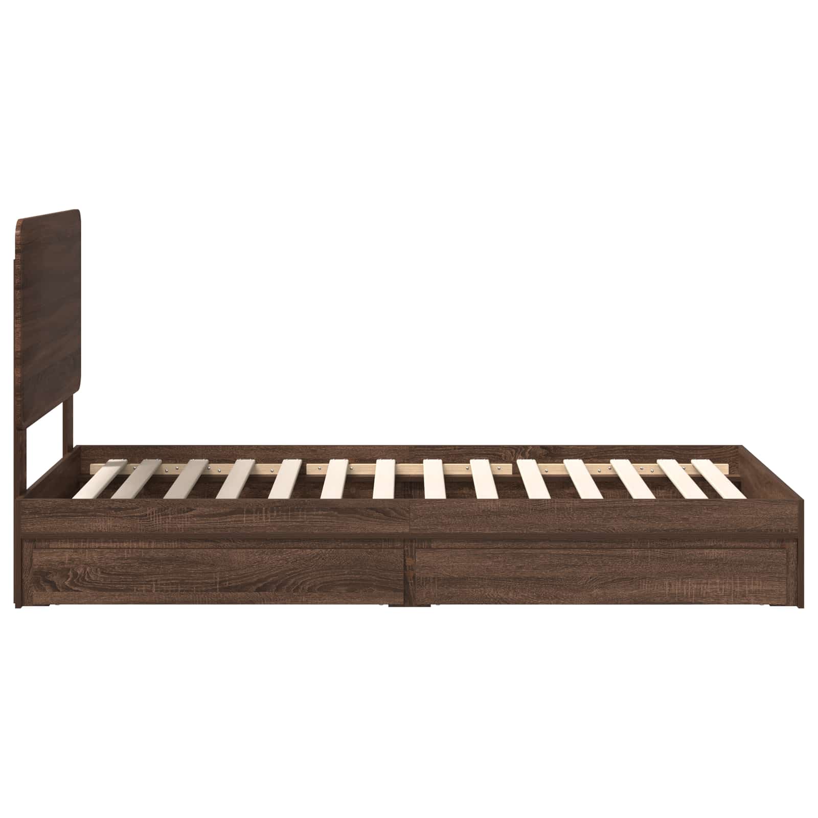 Bedframe met lade Bruin Eiken 75 x 190 cm Bewerkt hout